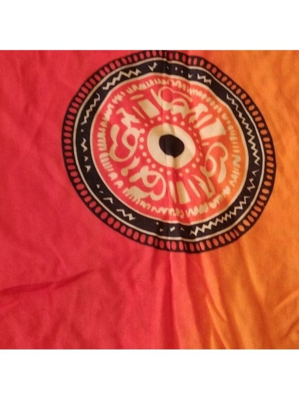 Orange Printed Scoop Neck Long Shift Dress, size Large - Picture 3 of 6